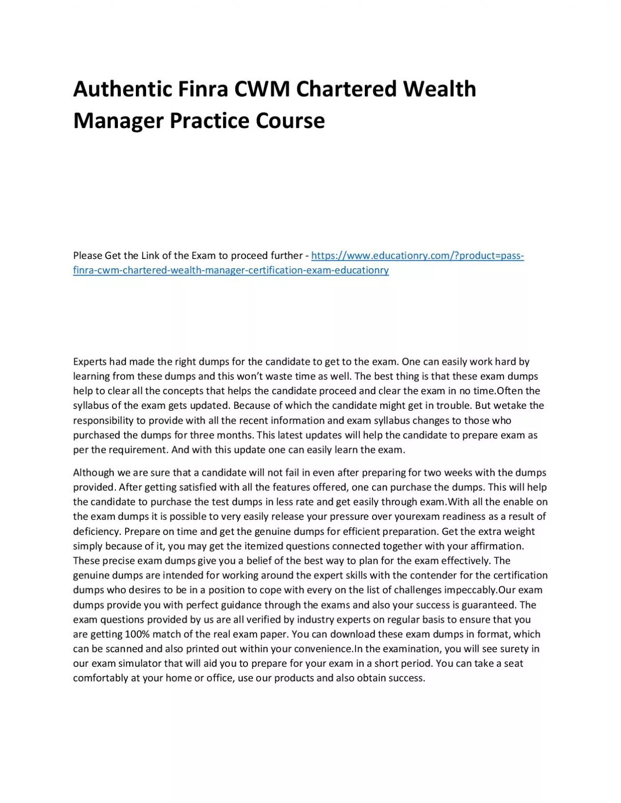 PDF-Finra CWM Chartered Wealth Manager