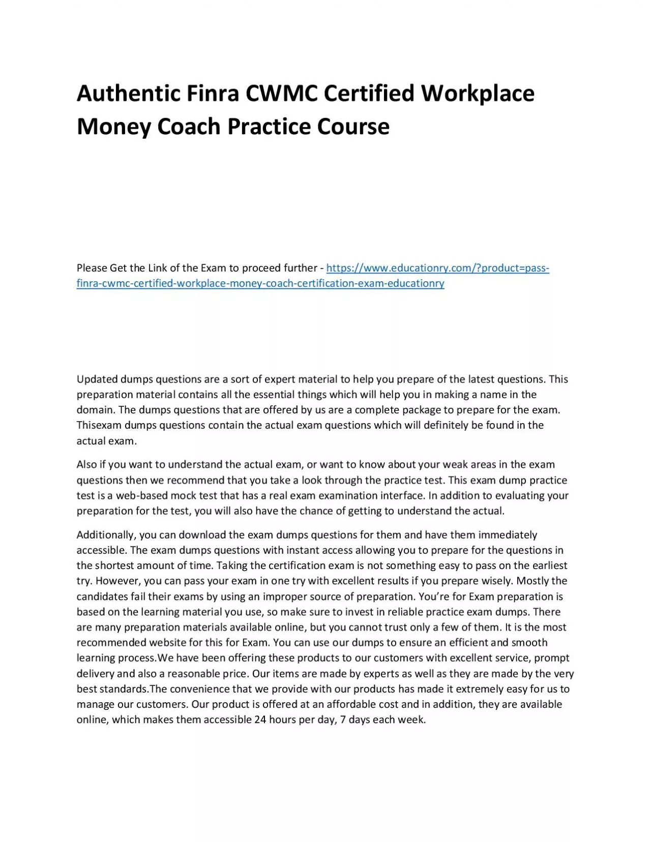 PDF-Finra CWMC Certified Workplace Money Coach