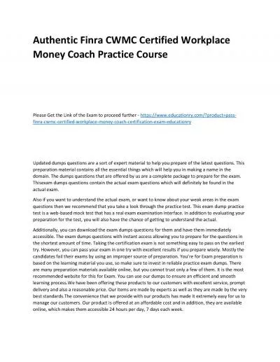 Finra CWMC Certified Workplace Money Coach