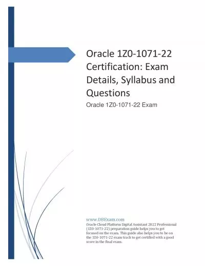 Oracle 1Z0-1071-22 Certification: Exam Details, Syllabus and Questions