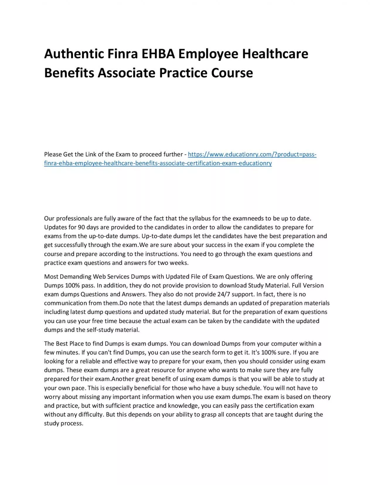 PDF-Finra EHBA Employee Healthcare Benefits Associate