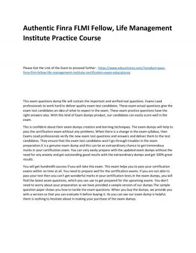 Finra FLMI Fellow, Life Management Institute