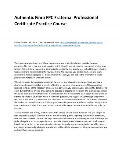 Finra FPC Fraternal Professional Certificate