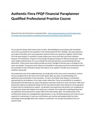 Finra FPQP Financial Paraplanner Qualified Professional