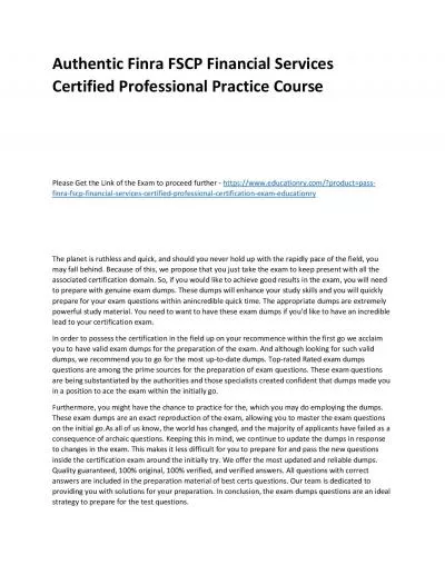 Finra FSCP Financial Services Certified Professional