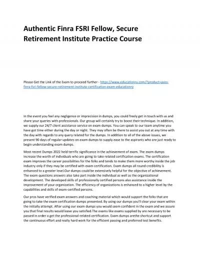 Finra FSRI Fellow, Secure Retirement Institute