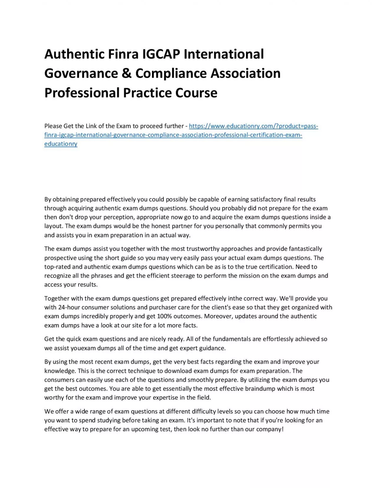 PDF-Finra IGCAP International Governance & Compliance Association Professional