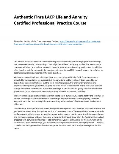 Finra LACP Life and Annuity Certified Professional