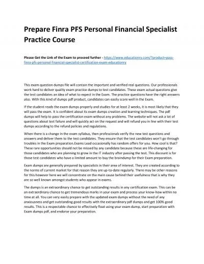 Finra PFS Personal Financial Specialist