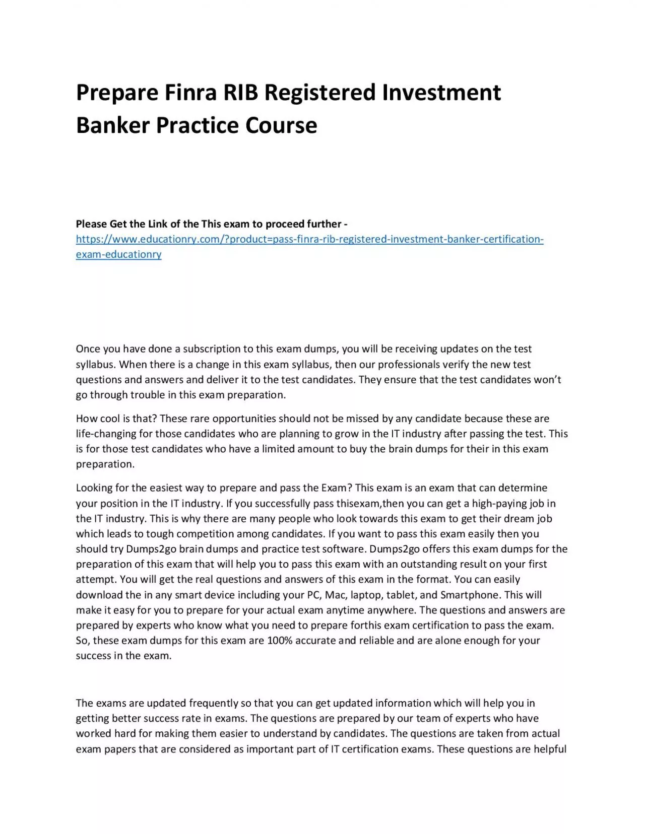 Finra RIB Registered Investment Banker