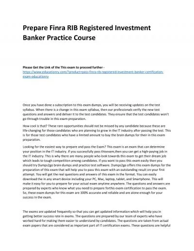 Finra RIB Registered Investment Banker