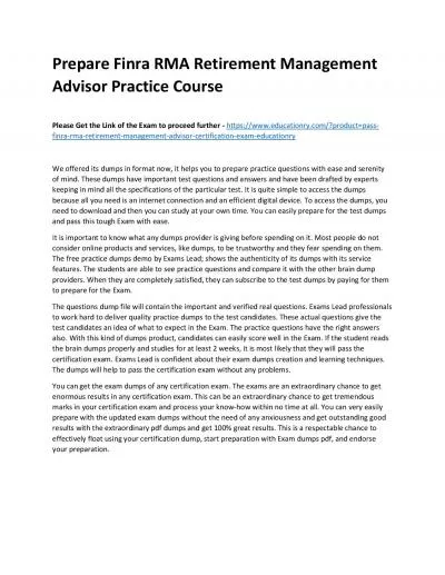 Finra RMA Retirement Management Advisor