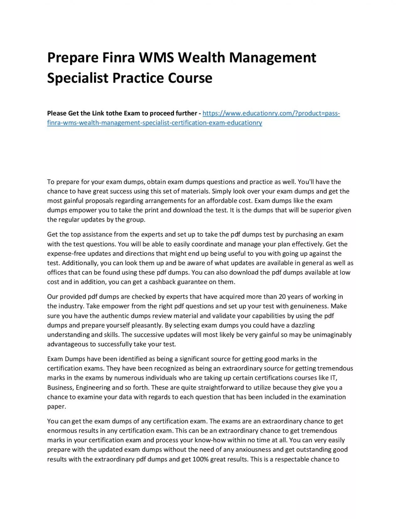 PDF-Finra WMS Wealth Management Specialist