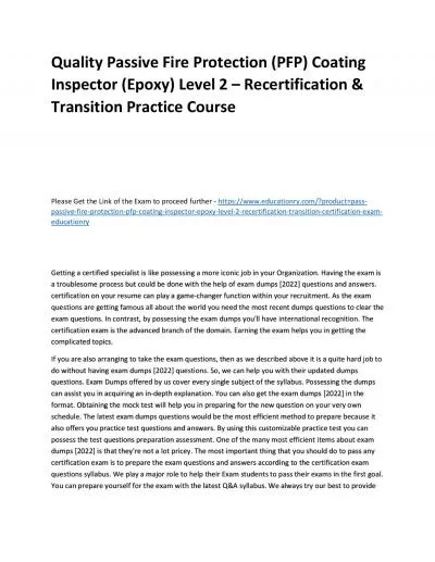 Passive Fire Protection (PFP) Coating Inspector (Epoxy) Level 2 – Recertification & Transition