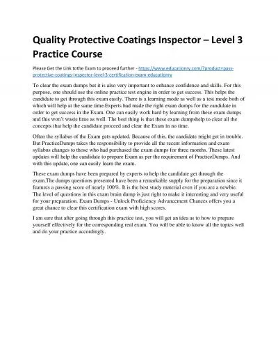 Protective Coatings Inspector – Level 3