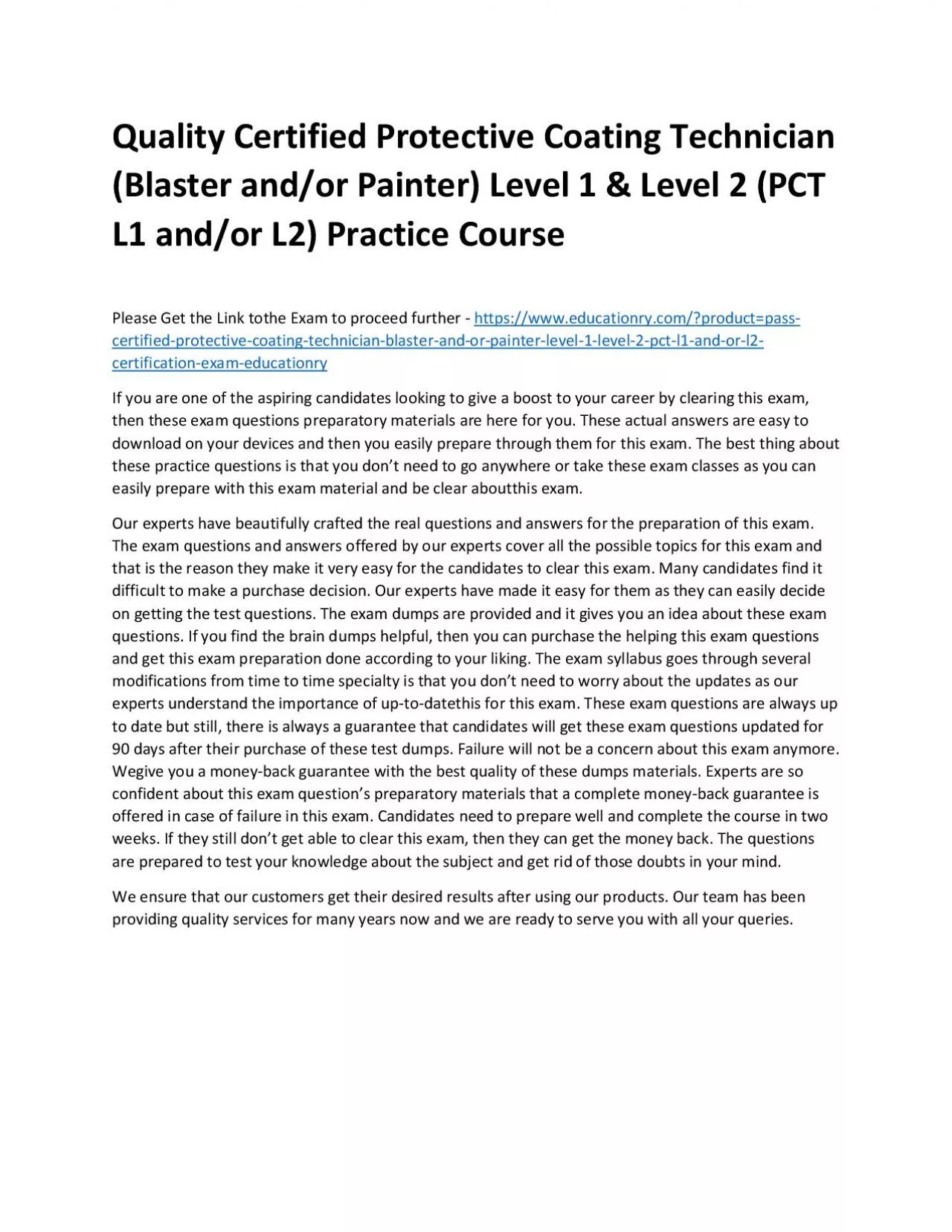 PDF-Certified Protective Coating Technician (Blaster and/or Painter) Level 1 & Level 2 (PCT