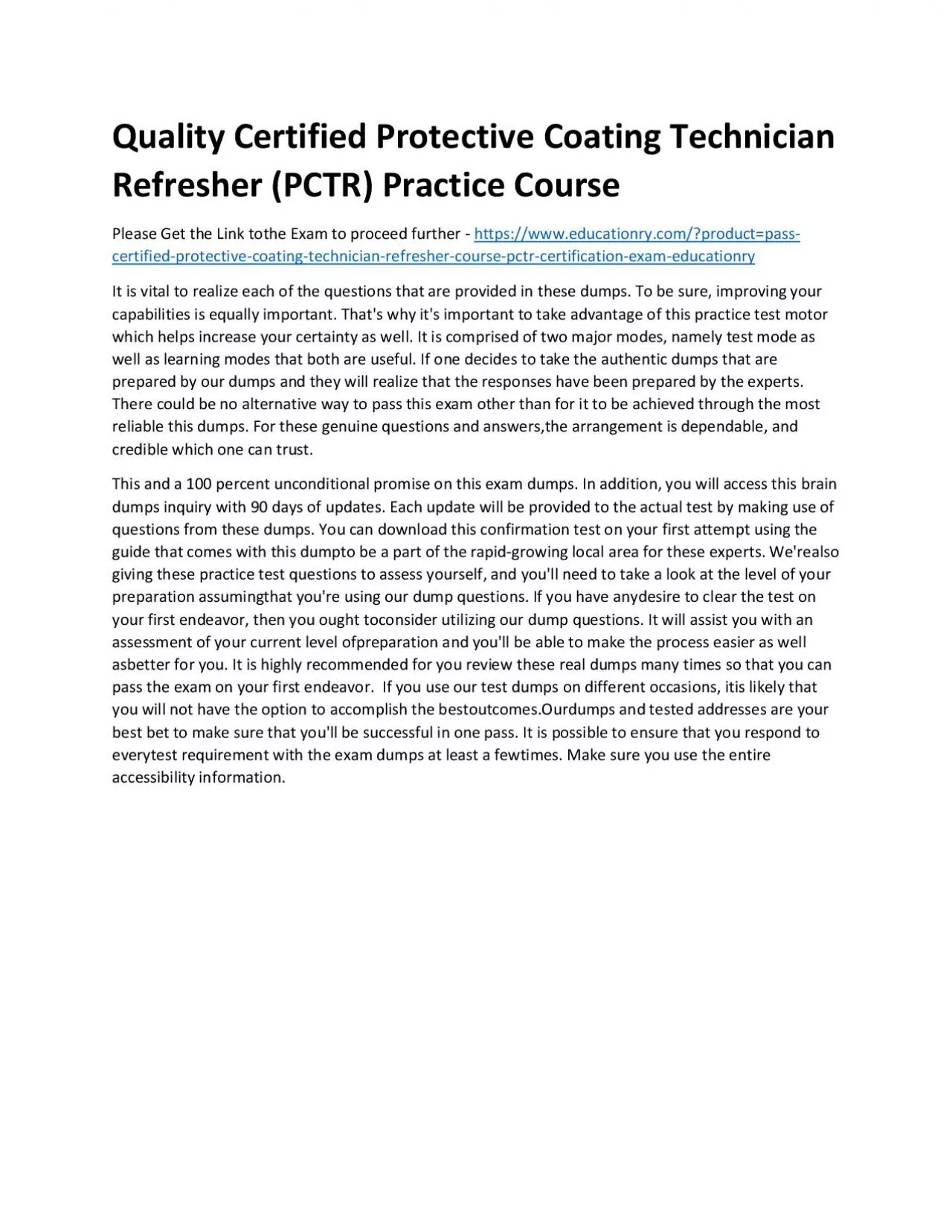 PDF-Certified Protective Coating Technician Refresher Course (PCTR)