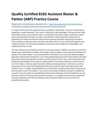 Certified B1B2 Assistant Blaster & Painter (ABP)