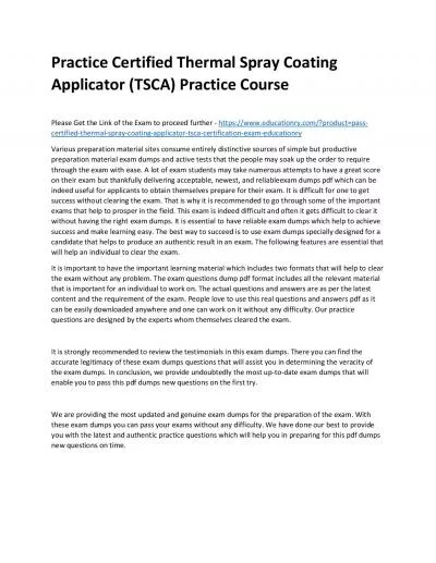 Certified Thermal Spray Coating Applicator (TSCA)