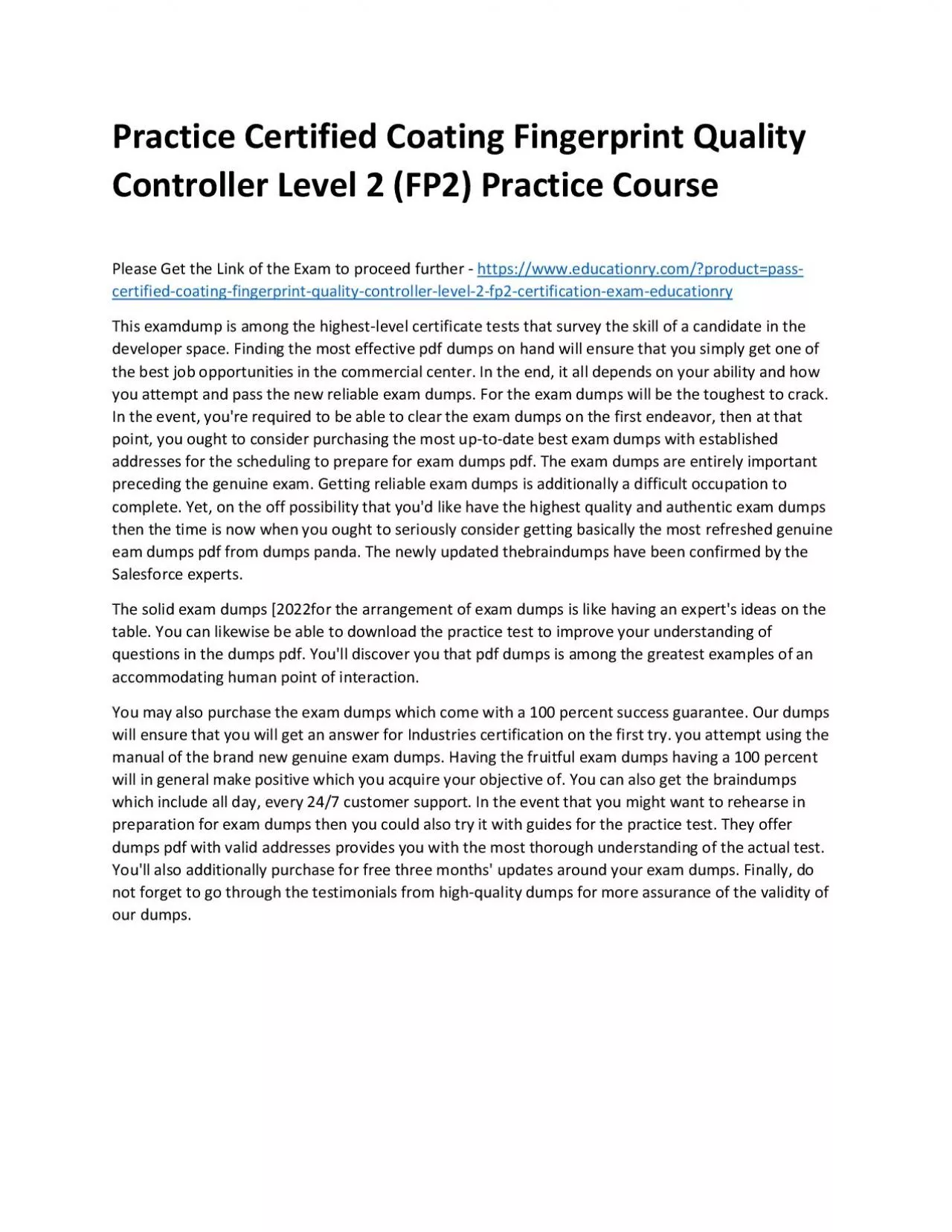 PDF-Certified Coating Fingerprint Quality Controller Level 2 (FP2)