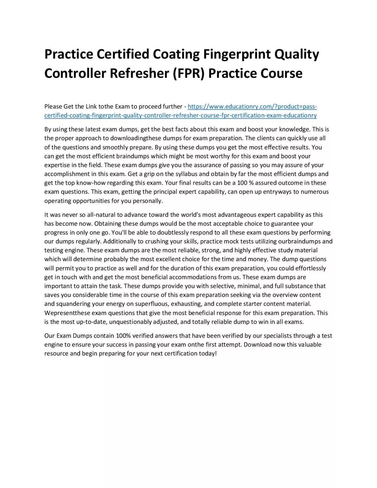 PDF-Certified Coating Fingerprint Quality Controller Refresher Course (FPR)