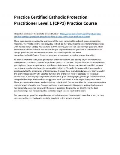 Certified Cathodic Protection Practitioner Level 1 (CPP1)