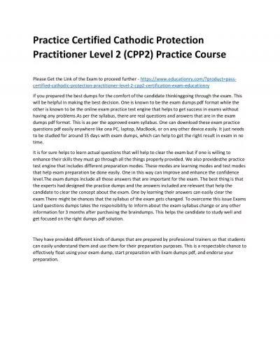 Certified Cathodic Protection Practitioner Level 2 (CPP2)