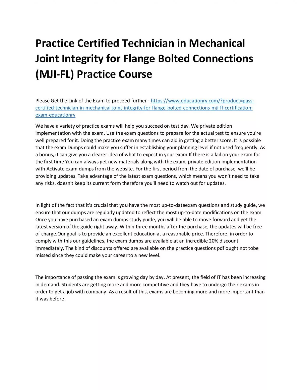 PDF-Certified Technician in Mechanical Joint Integrity for Flange Bolted Connections (MJI-FL)