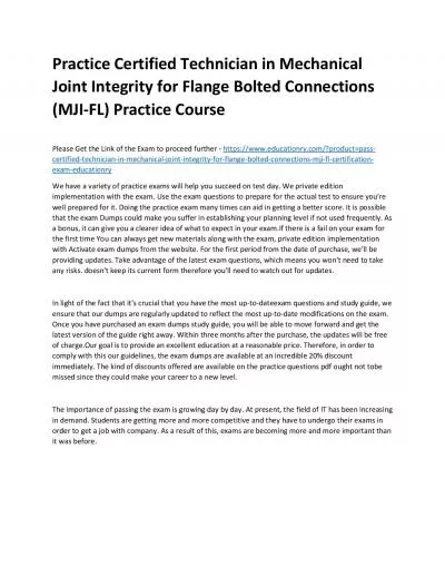 Certified Technician in Mechanical Joint Integrity for Flange Bolted Connections (MJI-FL)