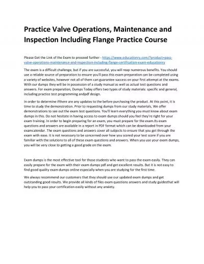 Valve Operations, Maintenance and Inspection Including Flange