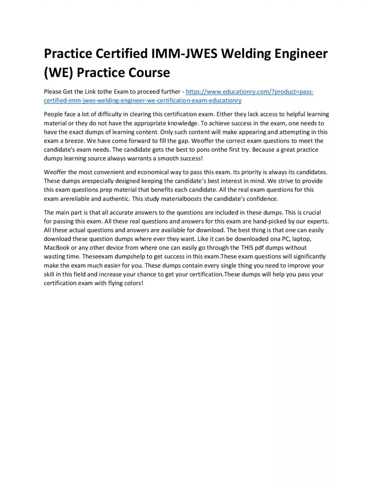 PDF-Certified IMM-JWES Welding Engineer (WE)