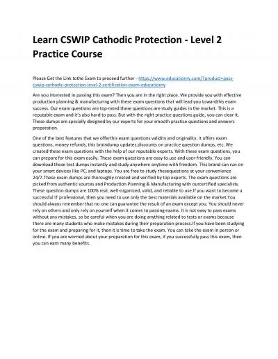 CSWIP Cathodic Protection - Level 2