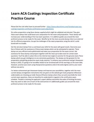 ACA Coatings Inspection Certificate
