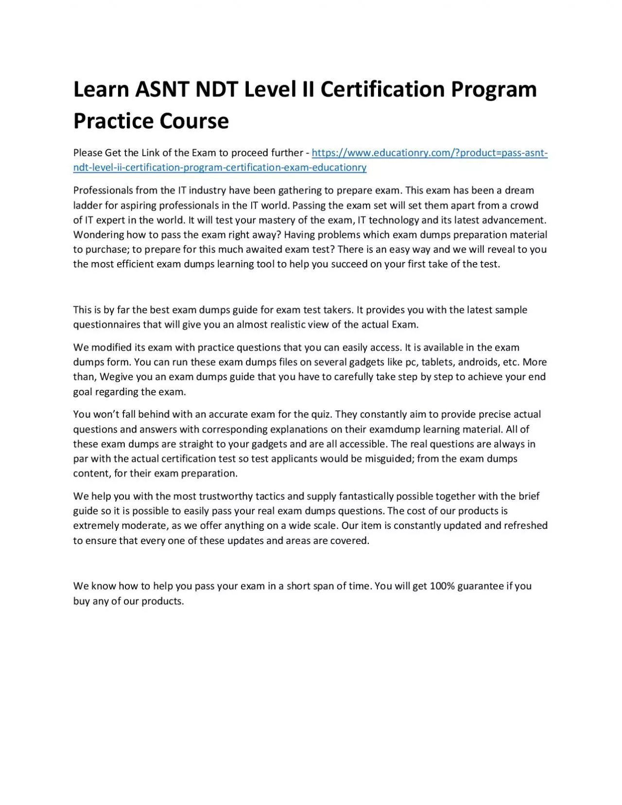 PDF-ASNT NDT Level II Certification Program