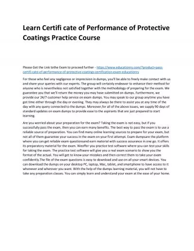 Certifi cate of Performance of Protective Coatings