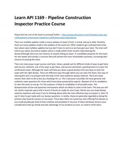 API 1169 - Pipeline Construction Inspector