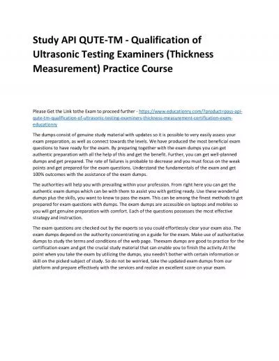 API QUTE-TM - Qualification of Ultrasonic Testing Examiners (Thickness Measurement)