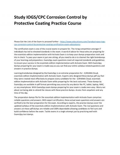 IOGS/CPC Corrosion Control by Protective Coating