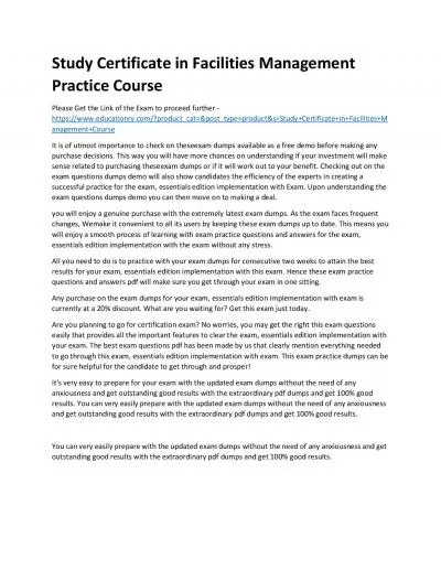 Certificate in Facilities Management