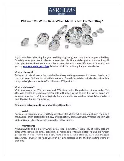 Platinum Vs. White Gold: Which Metal is Best For Your Ring?