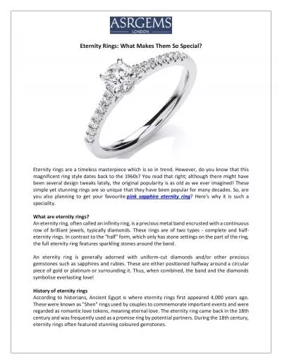 Eternity Rings: What Makes Them So Special?