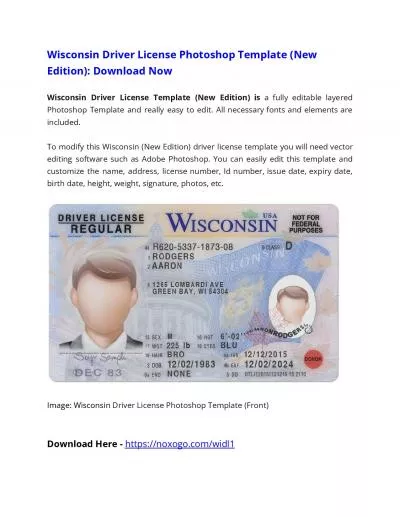 Wisconsin Driver License Photoshop Template (New Edition)
