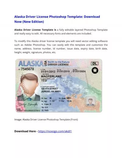 Alaska Driver License Photoshop Template (New Edition)