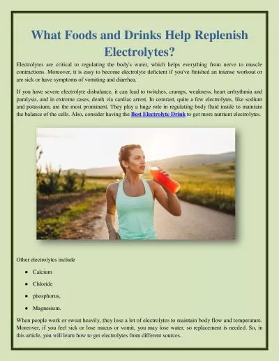 What Foods and Drinks Help Replenish Electrolytes?