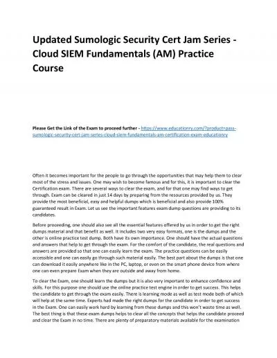 Sumologic Security Cert Jam Series - Cloud SIEM Fundamentals (AM)