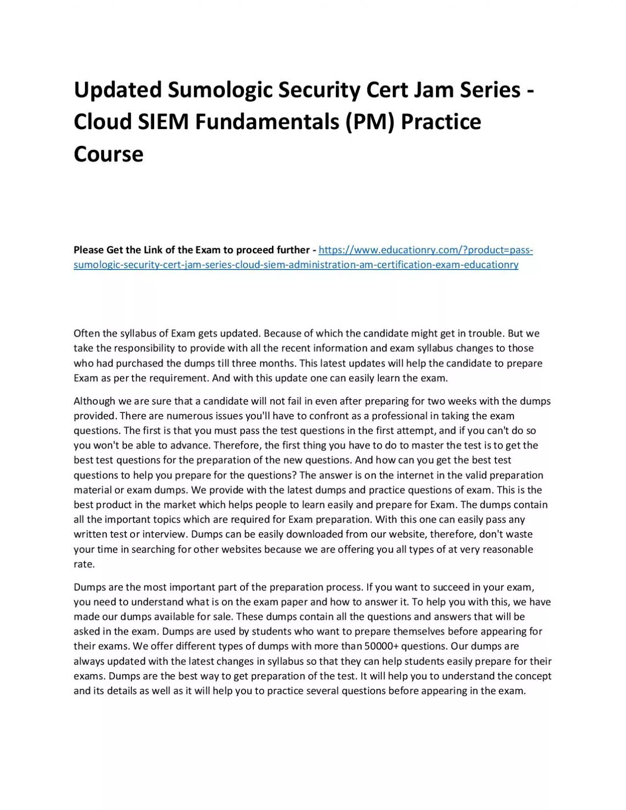 PDF-Sumologic Security Cert Jam Series - Cloud SIEM Fundamentals (PM)