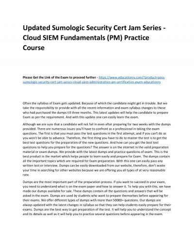 Sumologic Security Cert Jam Series - Cloud SIEM Fundamentals (PM)