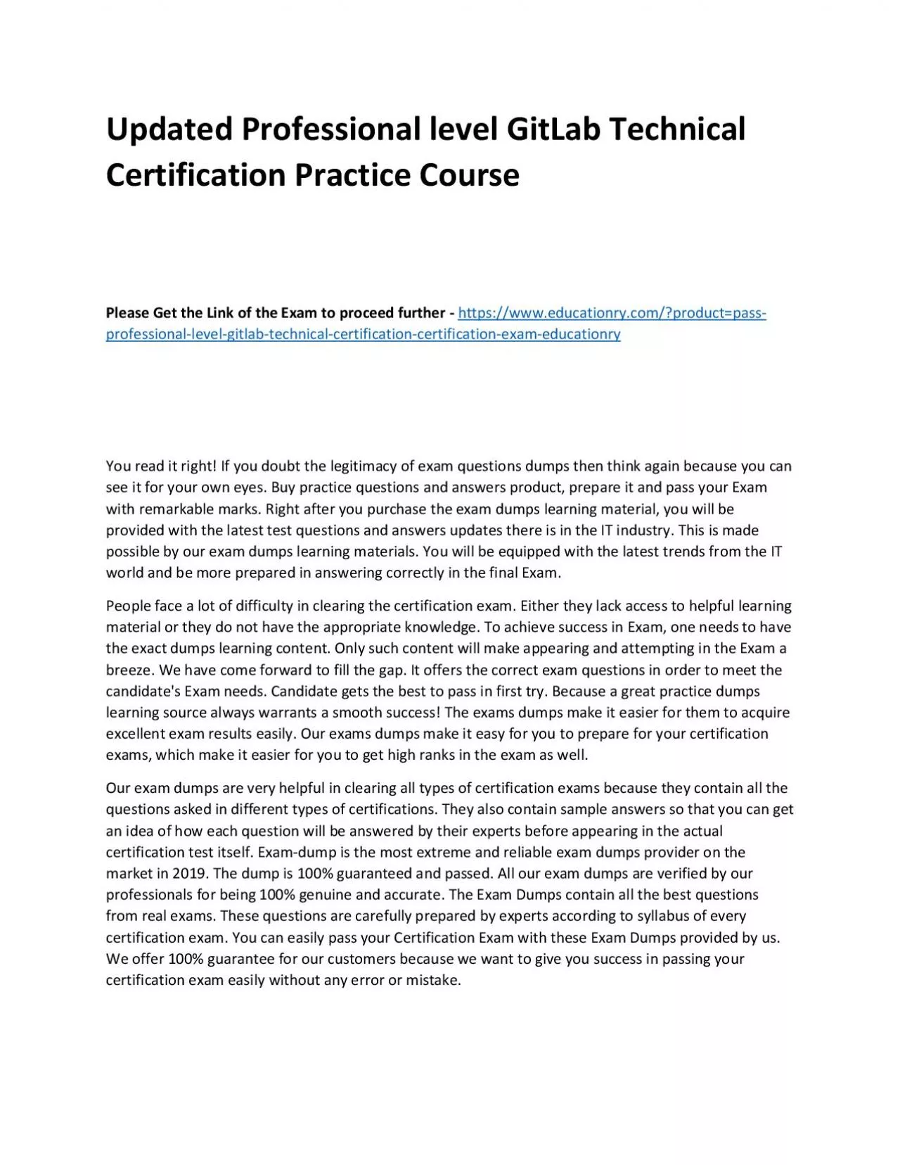 PDF-Professional level GitLab Technical Certification