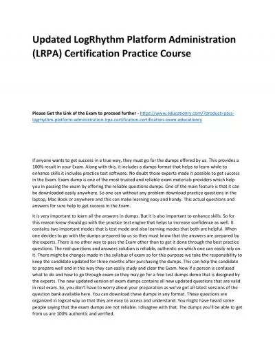 LogRhythm Platform Administration (LRPA) Certification