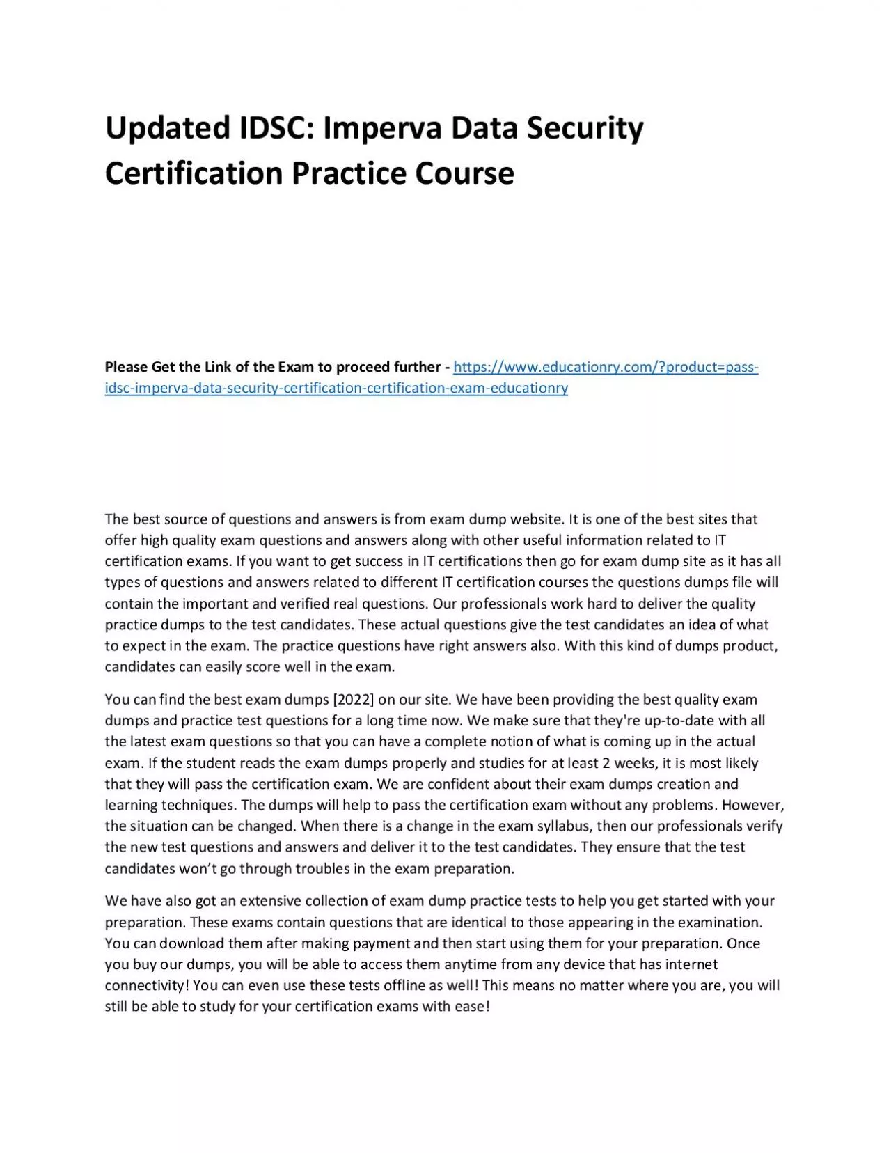 PDF-IDSC: Imperva Data Security Certification